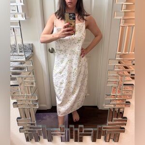 White & Flowered Spring dress, Strapless, Midi length, Women’s Size 8